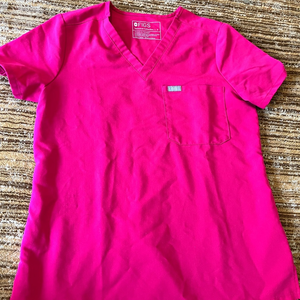 Figs Pink Scrub Top S